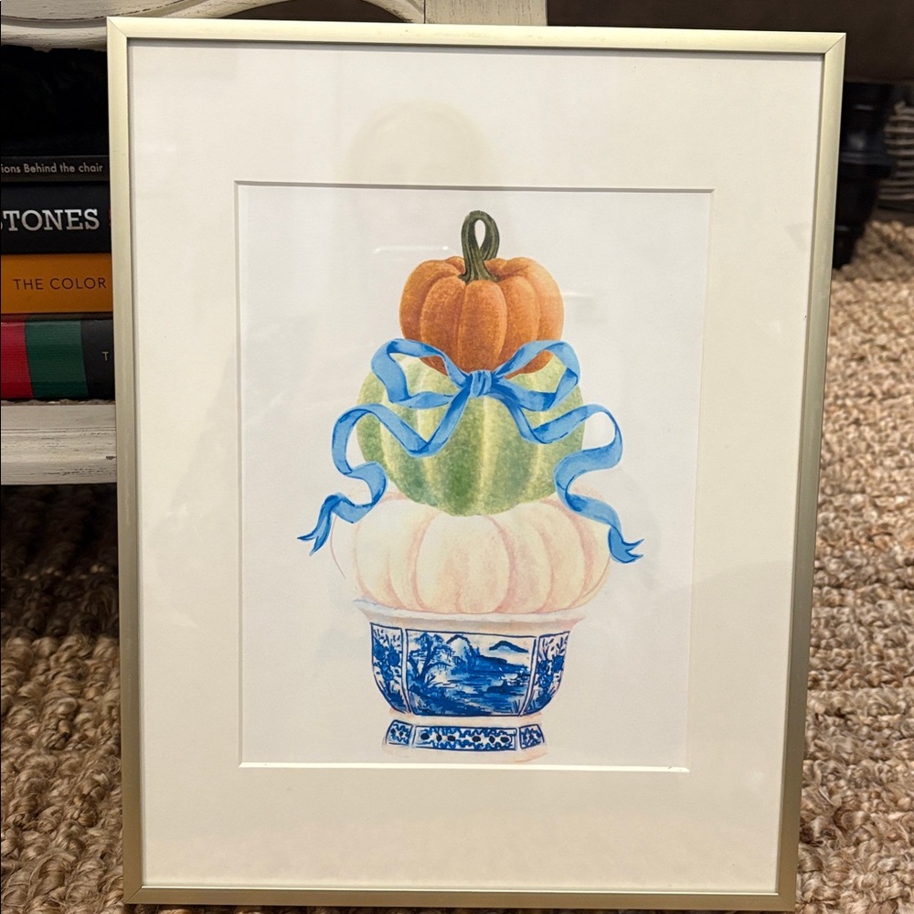 Framed Pumpkin Trio chinoiserie Art Print